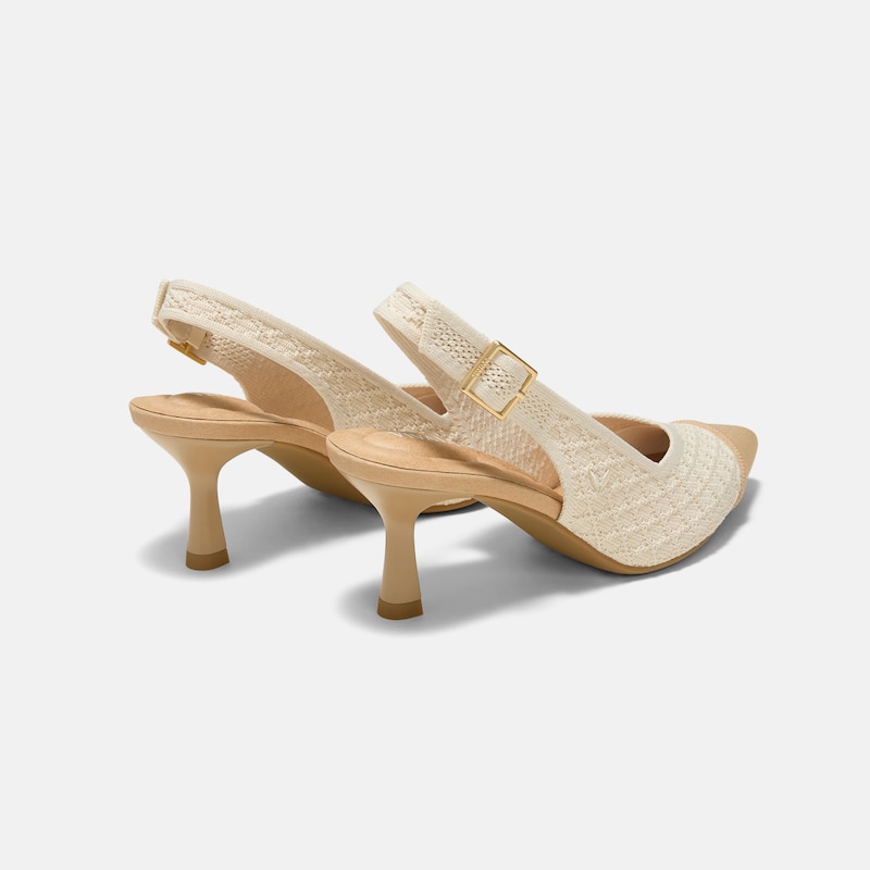 Pointed-Toe Slingback Heels (Addison), Yellow Apricot Quilt, EU39 | VIVAIA