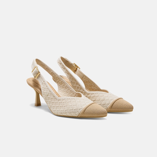 Pointed-Toe Slingback Heels (Addison) - Yellow Apricot Quilt