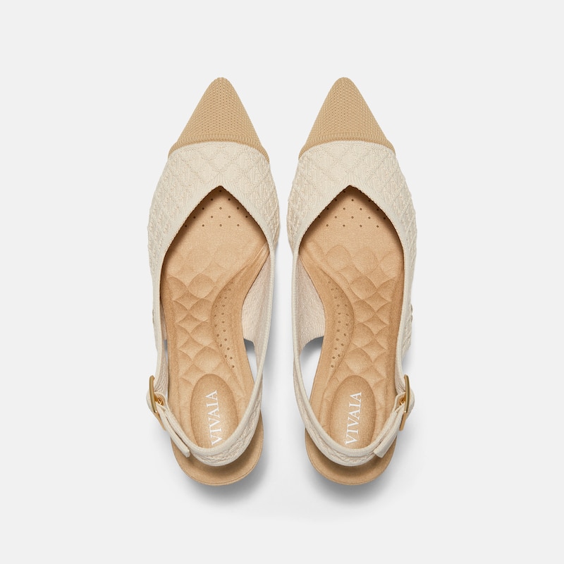 Pointed-Toe Slingback Heels (Addison), Yellow Apricot Quilt, EU39 | VIVAIA