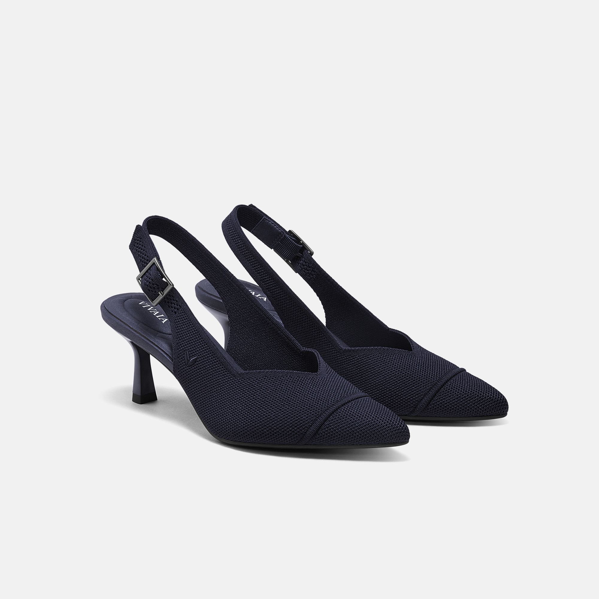 Pointed-Toe Slingback Heels (Addison) - Navy