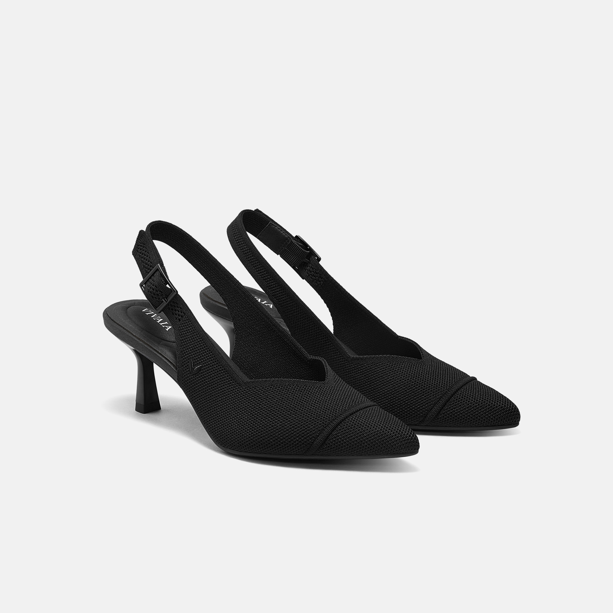 Pointed-Toe Slingback Heels (Addison) - Black