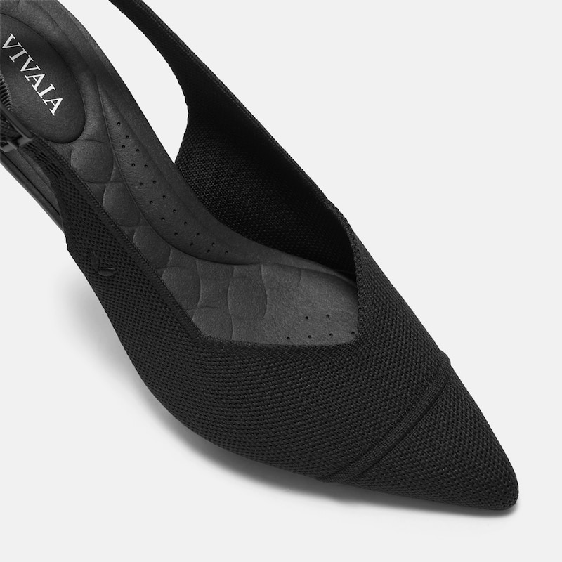 Pointed-Toe Slingback Heels (Addison), Black, EU37 | VIVAIA