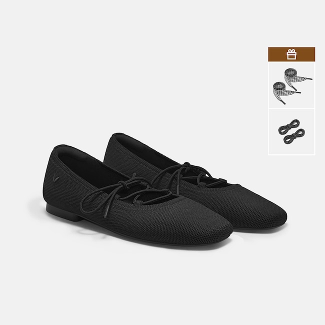 3 Laces Included Square-Toe Lace-Up Mary Janes (Miley) - Black