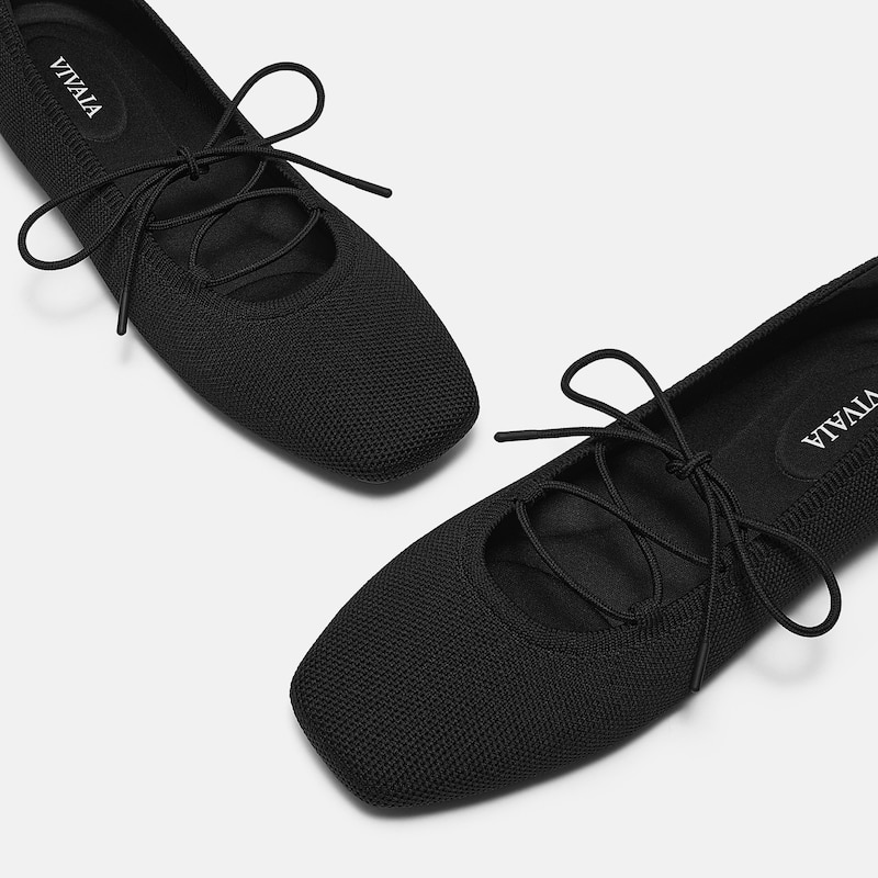 3 Laces Included Square-Toe Lace-Up Mary Janes (Miley), BLACK, EU37 | VIVAIA