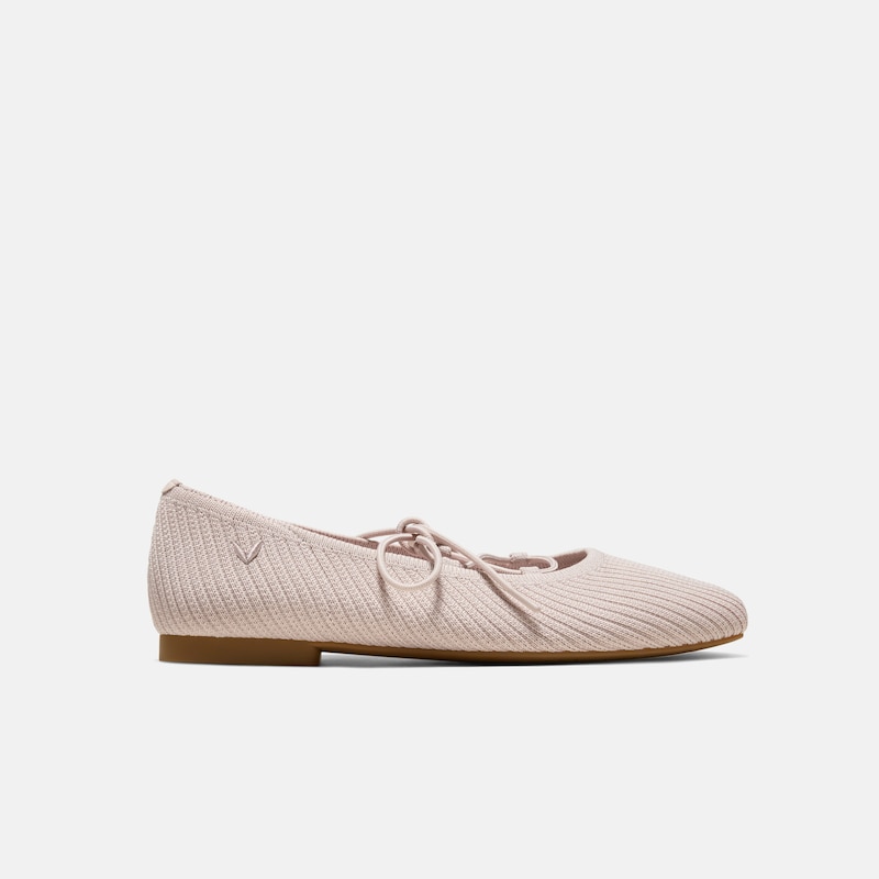 Square-Toe Lace-Up Mary Janes (Miley), BALLET BLUSH FRENCH STRIPE, EU37 | VIVAIA