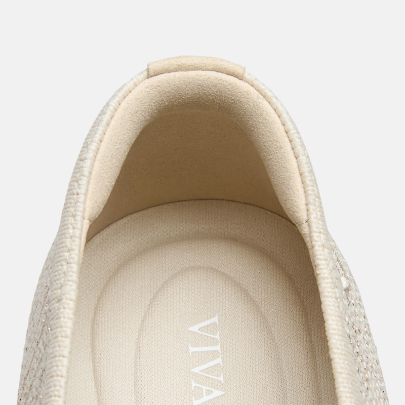 Square-Toe Lace-Up Mary Janes (Miley), GOLDEN PALE APRICOT FRENCH STRIPE, EU37 | VIVAIA