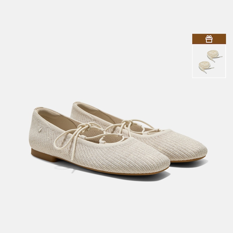 Square-Toe Lace-Up Mary Janes (Miley), GOLDEN PALE APRICOT FRENCH STRIPE, EU37 | VIVAIA