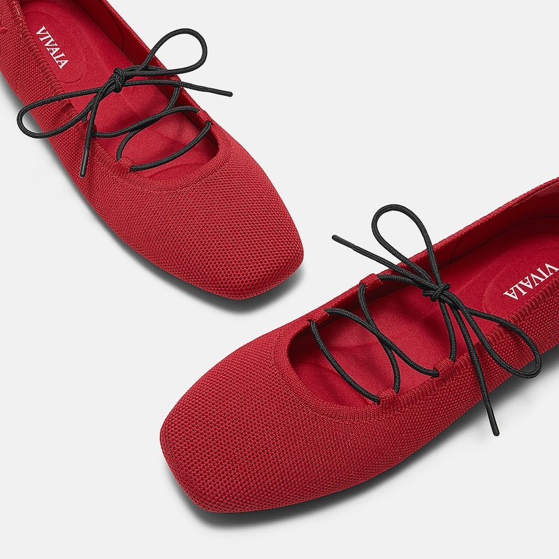 3 Laces Included Square-Toe Lace-Up Mary Janes (Miley), RUBY RED, EU39.5 | VIVAIA
