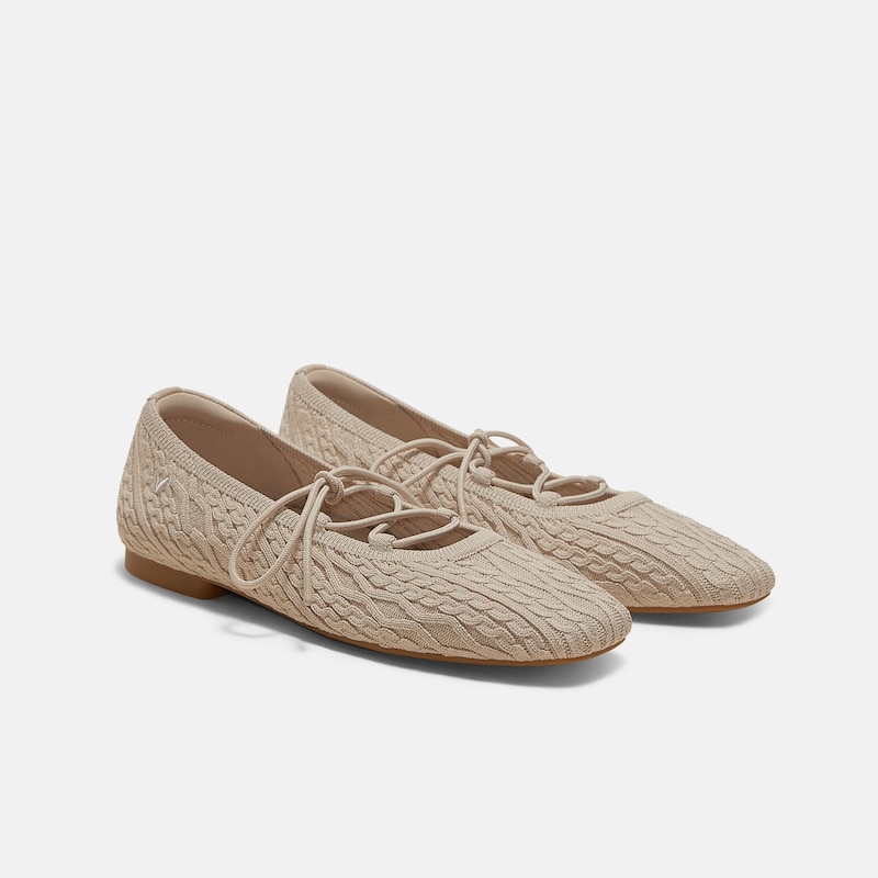 Square-Toe Lace Up Mary-Jane (Miley), ALMOND CABLE KNIT, EU41.5 | VIVAIA