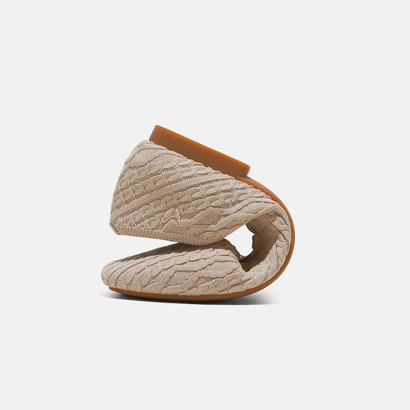 Square-Toe Lace Up Mary-Jane (Miley), ALMOND CABLE KNIT, EU41.5 | VIVAIA