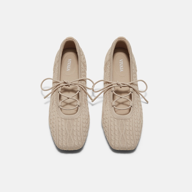 Square-Toe Lace Up Mary-Jane (Miley), ALMOND CABLE KNIT, EU41.5 | VIVAIA