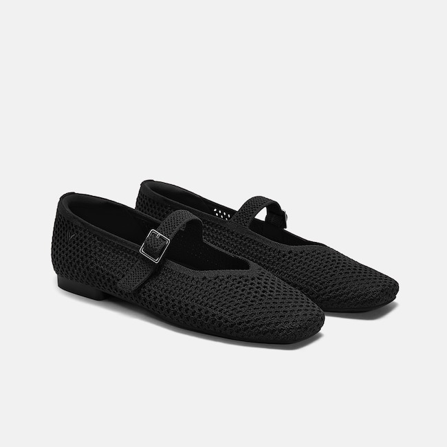 Square-Toe Mary Janes (Margot Mary Jane) - Black Mesh