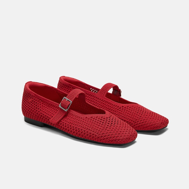 Square-Toe Mary Janes (Margot Mary Jane) - Ruby Red Mesh