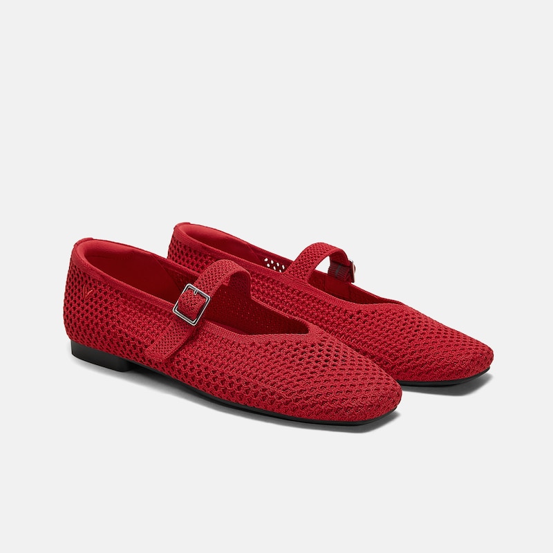 Square-Toe Mary Janes (Margot Mary Jane), RUBY RED MESH, EU37.5 | VIVAIA
